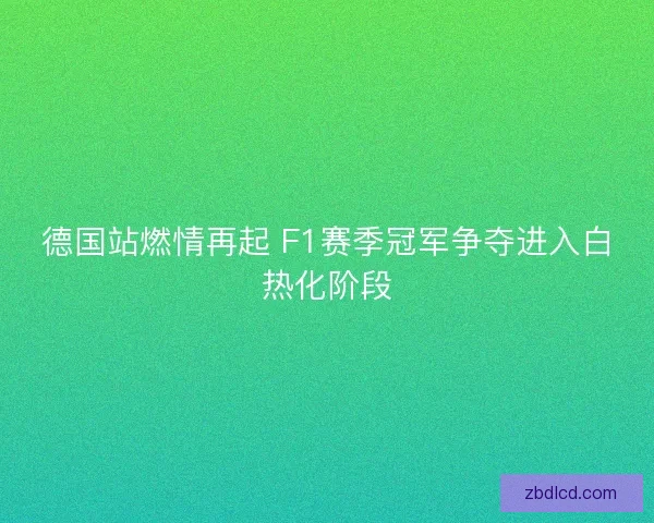 德国站燃情再起 F1赛季冠军争夺进入白热化阶段
